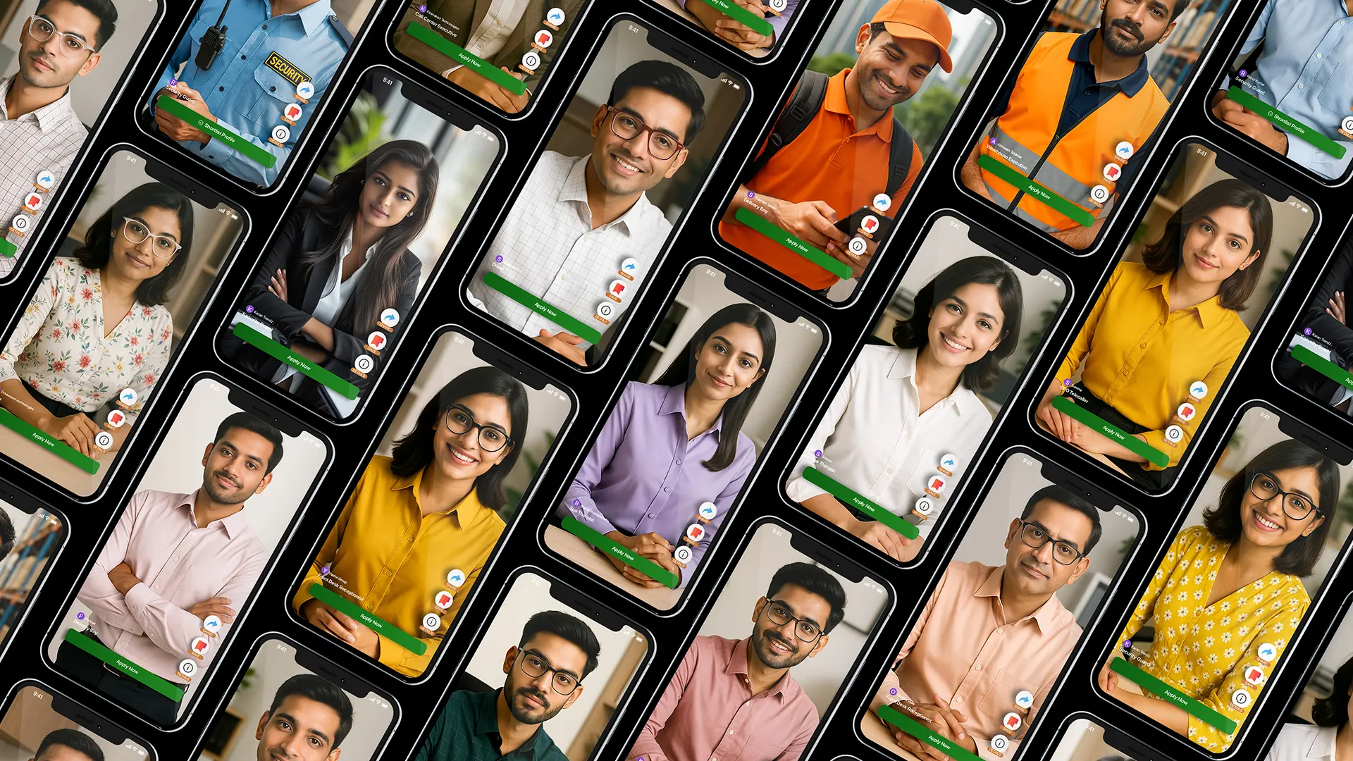 Team working in futuristic hiring environment